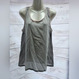Marc O’Polo Grey & Pink 100% Silk Sheer Tank Top Size L | Elegant Sleeveless Top